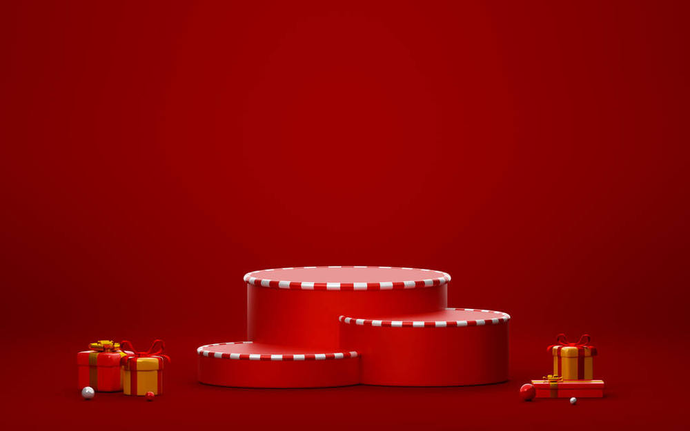 圣诞讲台附有产品广告礼品3D插图